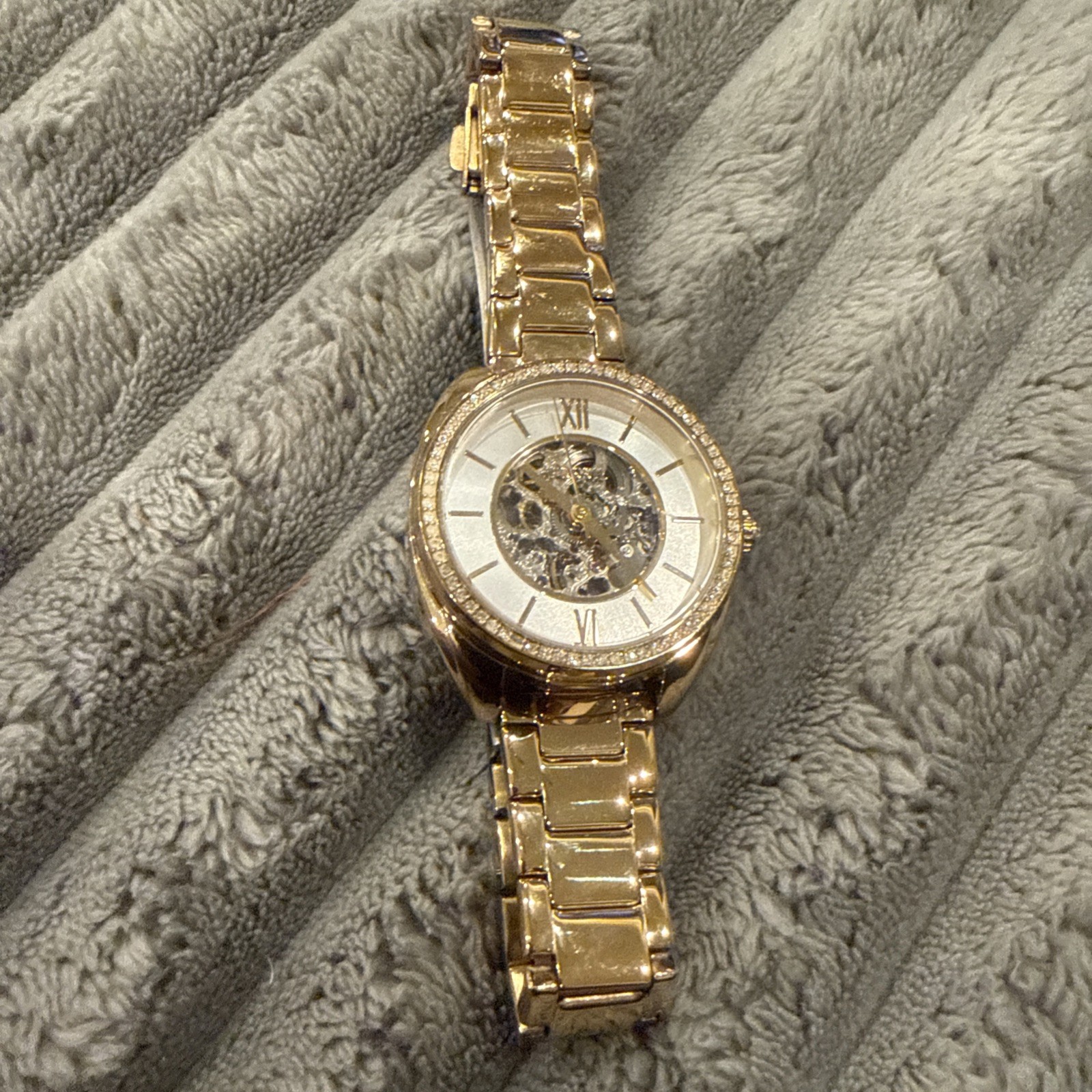 FOSSIL VALE AUTOMATIC GOLD SILVER SKELETON WOMEN'… - image 2