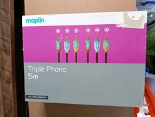 Image of Maplin Triple Phono 5m cable  ( component )- Gold plated Connectors 5m Boxed 