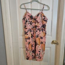 Farm Rio Pink Pineapple Mini Dress Cotton Linen Blend Size Large