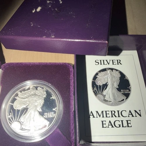 1987-S 1 oz Proof American Silver Eagle (ASE) (w/Box & COA) .999 Fine Silver