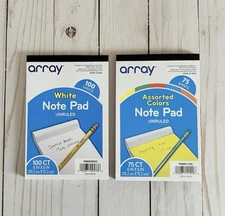 100Ct Note Pad 4x6 Inch White & 75Ct Note Pad 4x6 Inch Assorted Colors (Unruled)