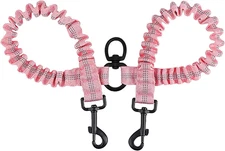 Pet Double Dog Leash, Shock Absorbing Reflective Bungee Lead Walk 2 Dogs with Ea