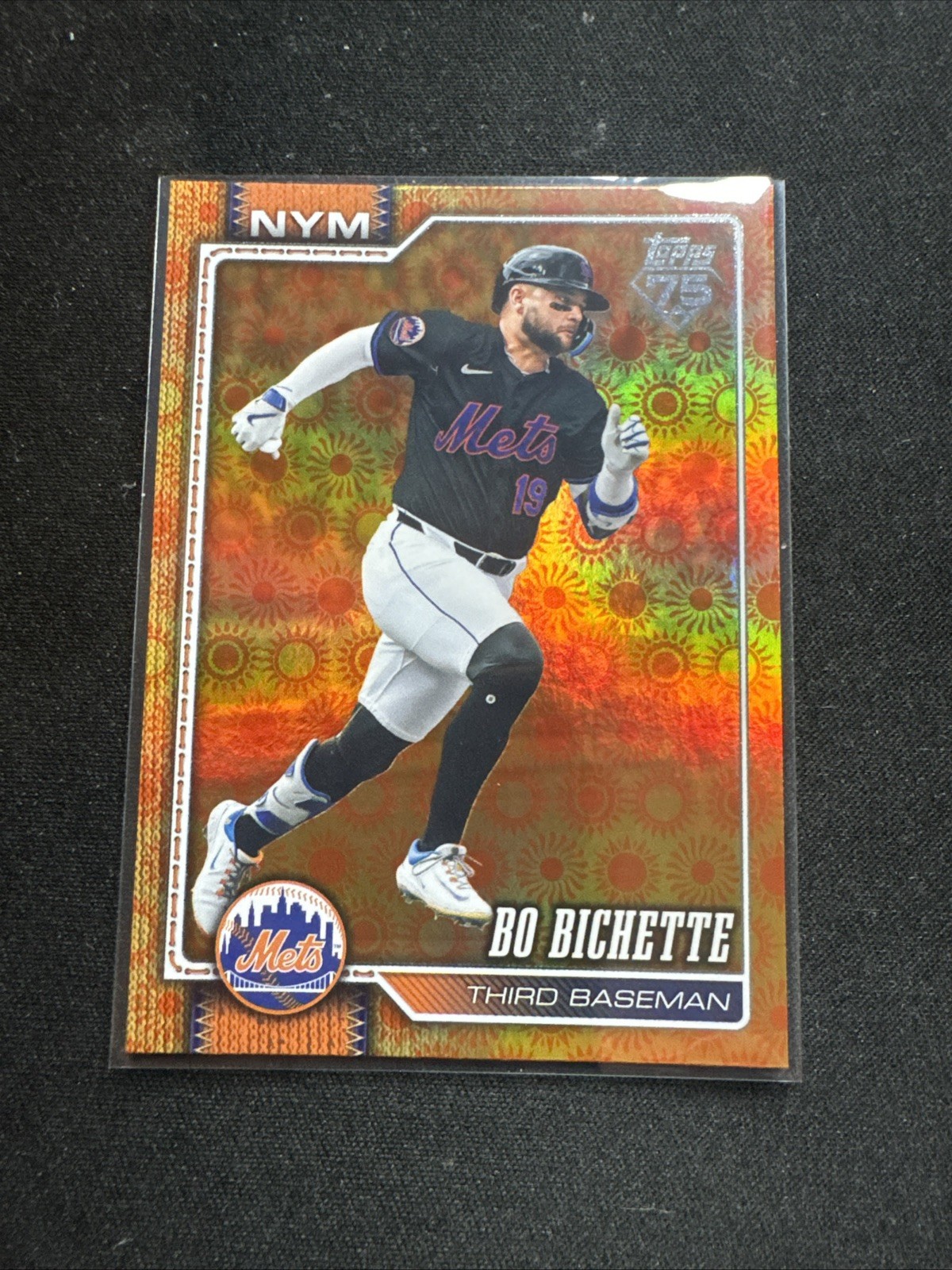 Topps 2026 Topps Bo Bichette Orange Sun Parallel Mets #473 Topps 75th Anniversar