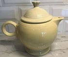 Fiestaware Teapot Retired Light Yellow Round Kettle Handle w/Lid Vintage Pottery