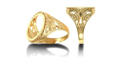 9ct Yellow Gold Full Sovereign Ring Mount with Fancy Sides | eBay UK
