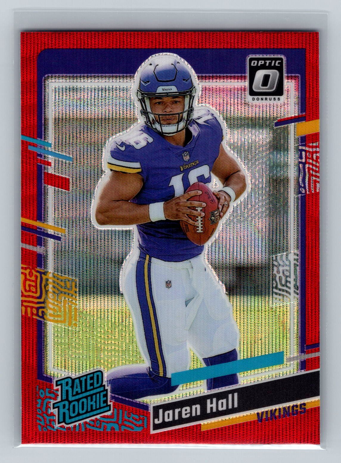 2023 Donruss Jaren Hall Optic Rated Rookie Preview Red Wave Prizm #367 Vikings