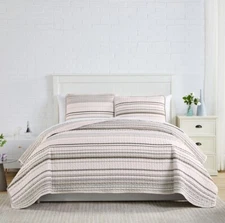 Southshore Fine Living Oversized Lightweight Coastal Stripe Quilt Set KING