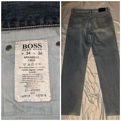 Boss Hugo Boss Arkansas Men&#039;s Blue Jeans Med Size 33 34 Made in Italy | eBay