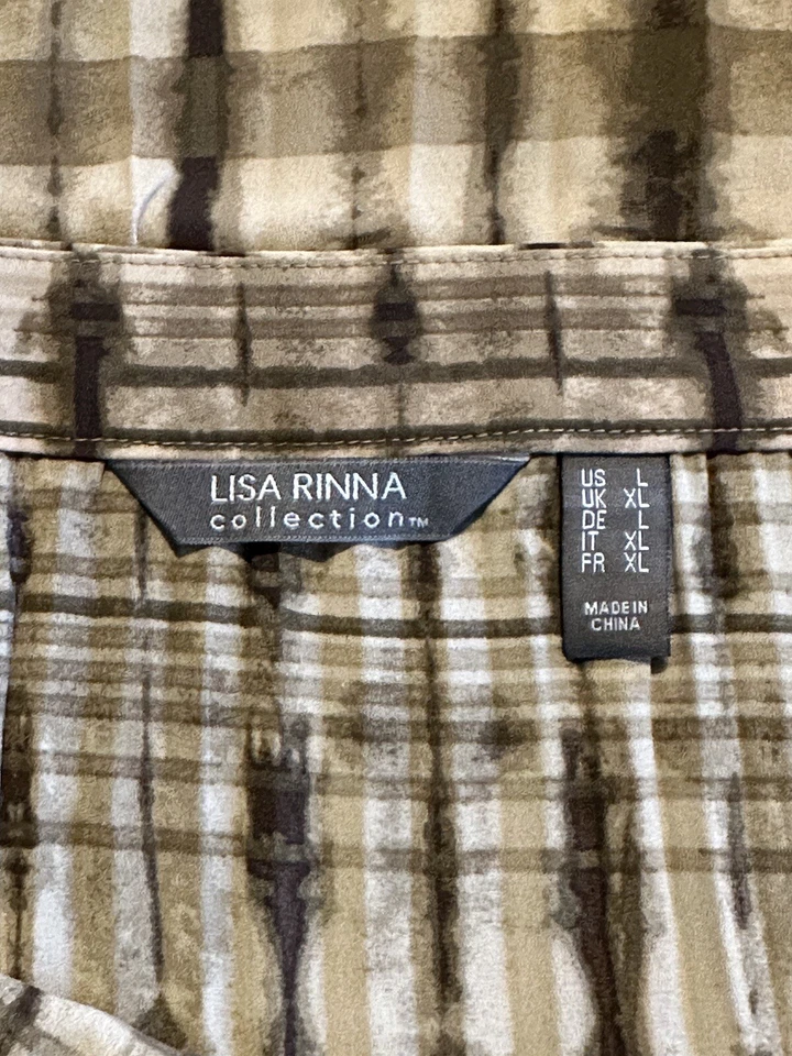 Falda Lisa Rinna para mujer beige más grande hasta la pierna estampada midi patrón de rayas nueva sin etiquetas Foto 4 de 4