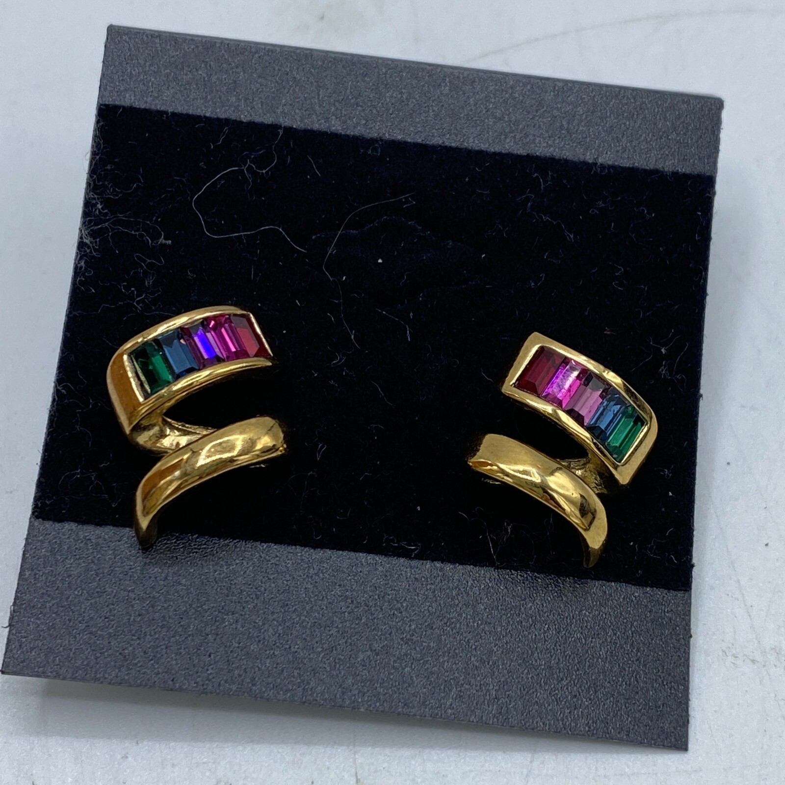 Gold Plated  Multi-Colored Rainbow Post Earrings - image 1
