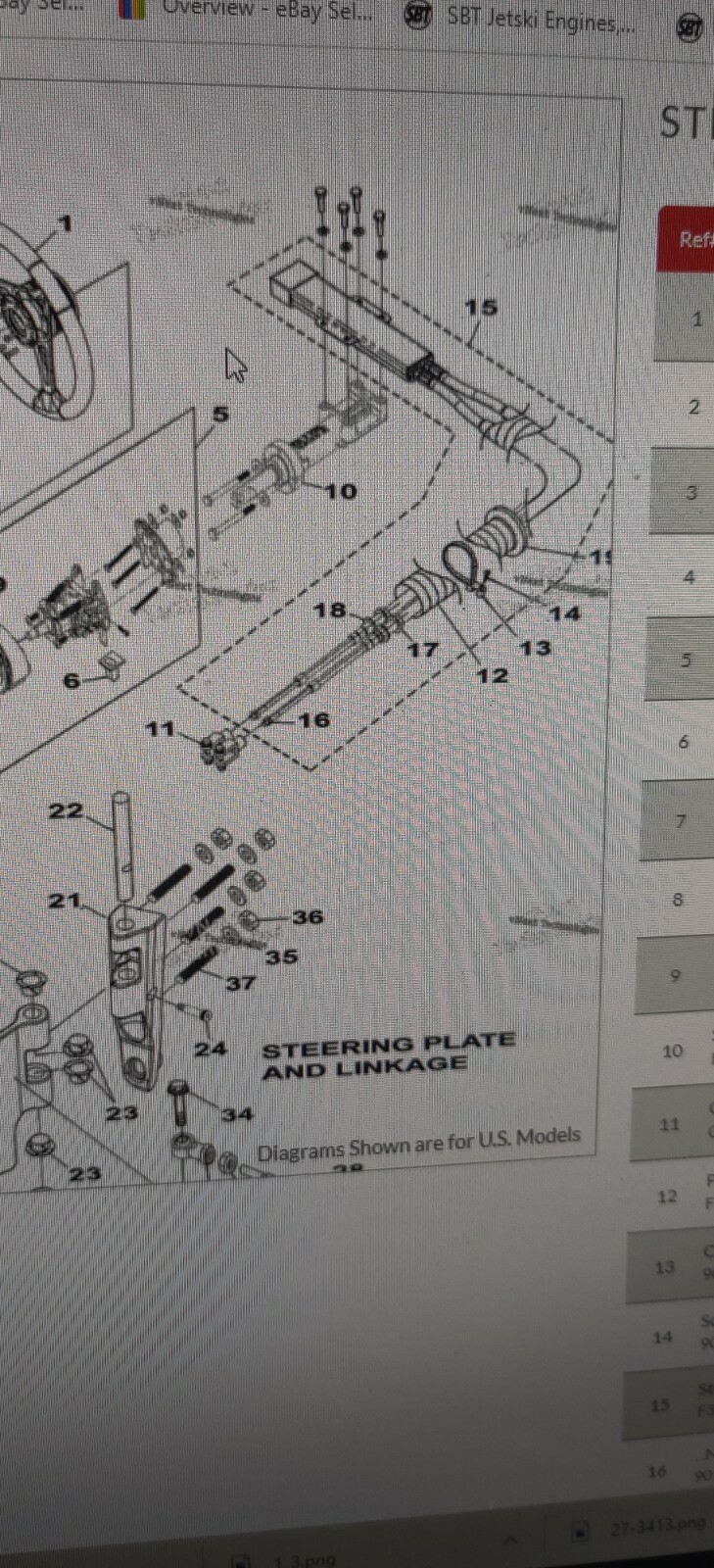 Yamaha Jet Boat Steering Cable F3RU14700000 AR/SX210, 212S/X sbt