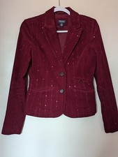 Corduroy Sequin Blazer/ Jacket American Eagle Outfitters Size Small Red/ Wine