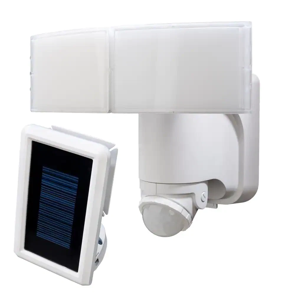 Solar powered motion led security light with clearance battery backup