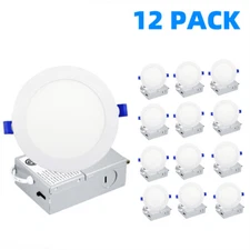 12Pack 6'' LED Recessed Ceiling Light + Junction Box,3000/4000/5000K Selectable