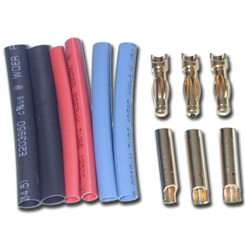 Hobbywing banana connector plug 4.0mm M/F dorati (3cp)+ termorestringente 860700