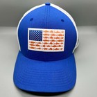 Columbia PFG Fishing Hat Flex fit Cap American Flag Fishing Fish Light Blue Mesh