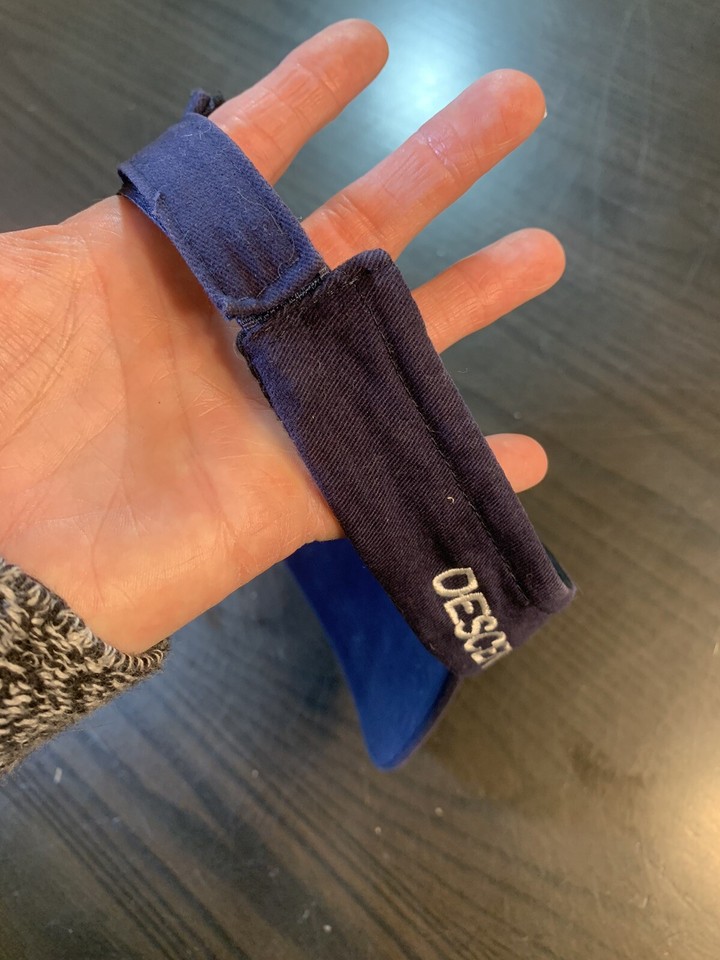 Descente Golf Mens Hat Visor Blue White Adjustable FLAWS Faded