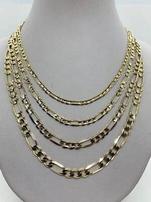 14K Solid Yellow Gold Figaro Link Chains Necklace Men’s/Women's 4mm-6mm 18"-30" - Image 1 of 4