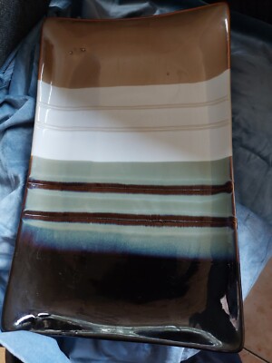 Selten. Sehr große HOME TRENDS Servier-/Brotplatte im JAZZ-Muster. 41cm x 27cm