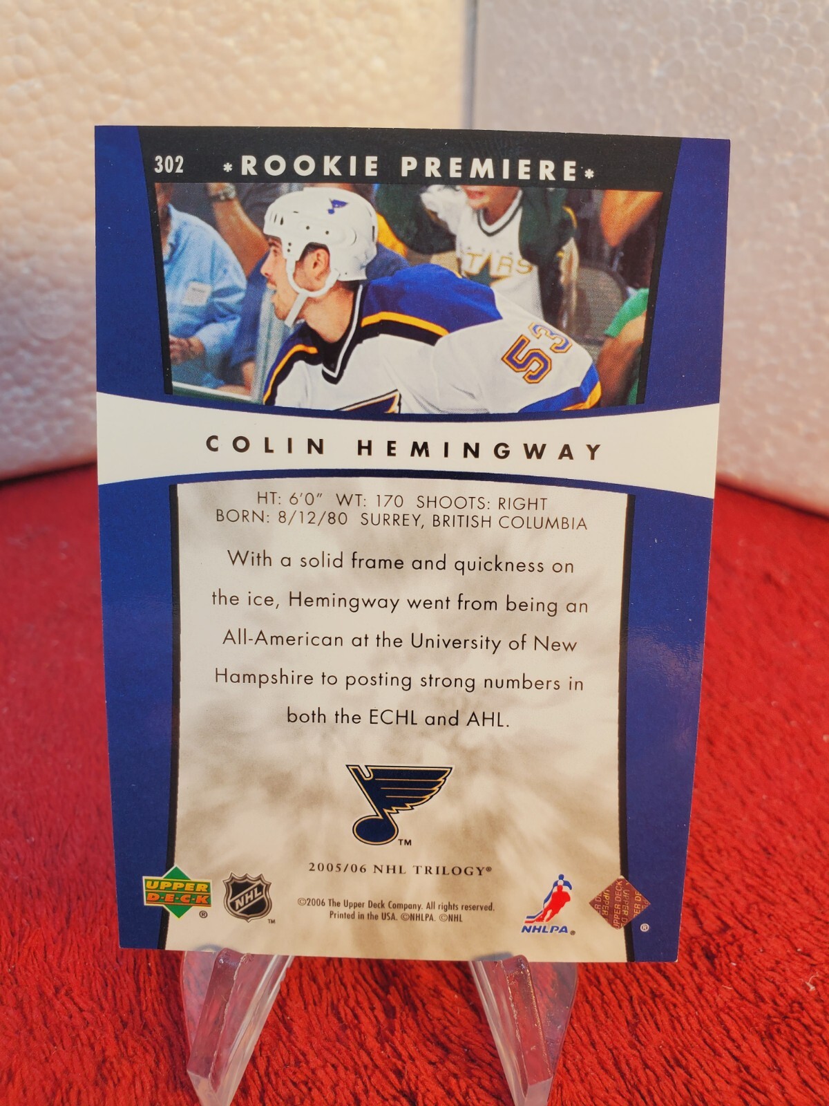 2005-06 Upper Deck Trilogy - Rookie Premieres Colin Hemingway #302 /999 ...