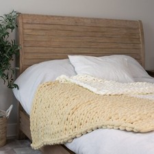 New Chunky Knit Blanket   2 Color Cream White  Beige Breathable Throw Blanket