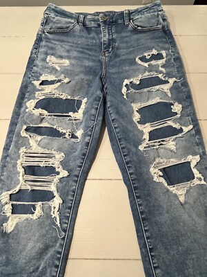GIRLS AMERICAN EAGLE CURVY HI-RISE JEGGING PANTS CUFFED/DISTRESSED SIZE 10R