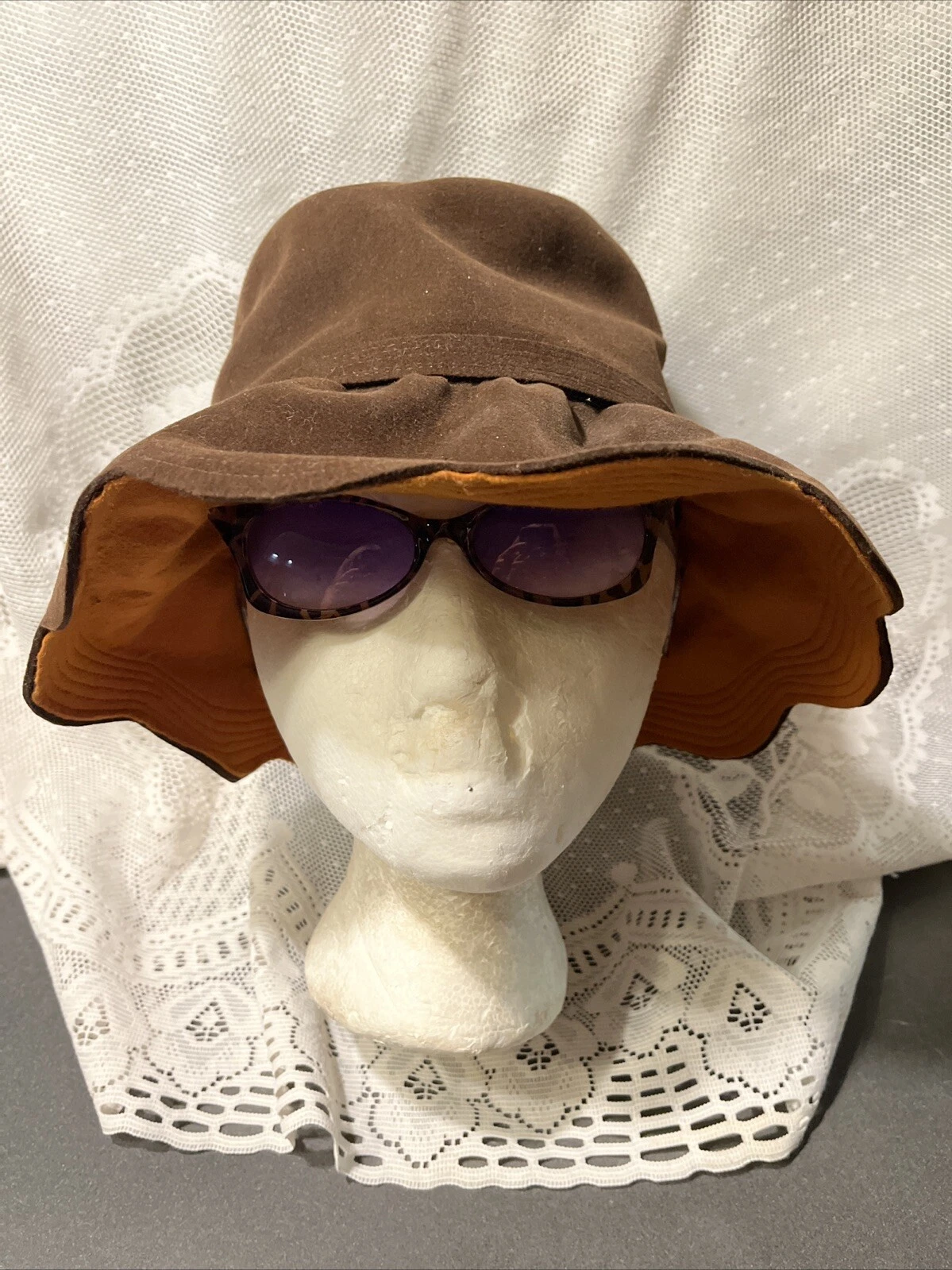 CHAPEAU HIPPIE RÉTRO VINTAGE CHRISTIAN DIOR MARRON CHAPEAUX FEUTRE FAISAN FLOWER POWER
