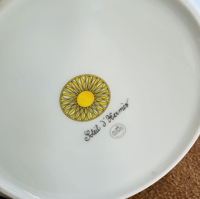 Hermes Soleil d'Hermes Salad Bowl PM Plate Dish Yellow Tableware