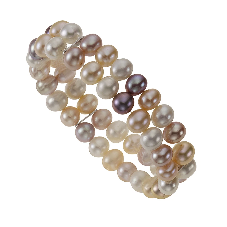 Bracciale Zeeme Pearls Strech perla coltivata d'acqua dolce multicolore 8 mm ... - Immagine 2 di 3