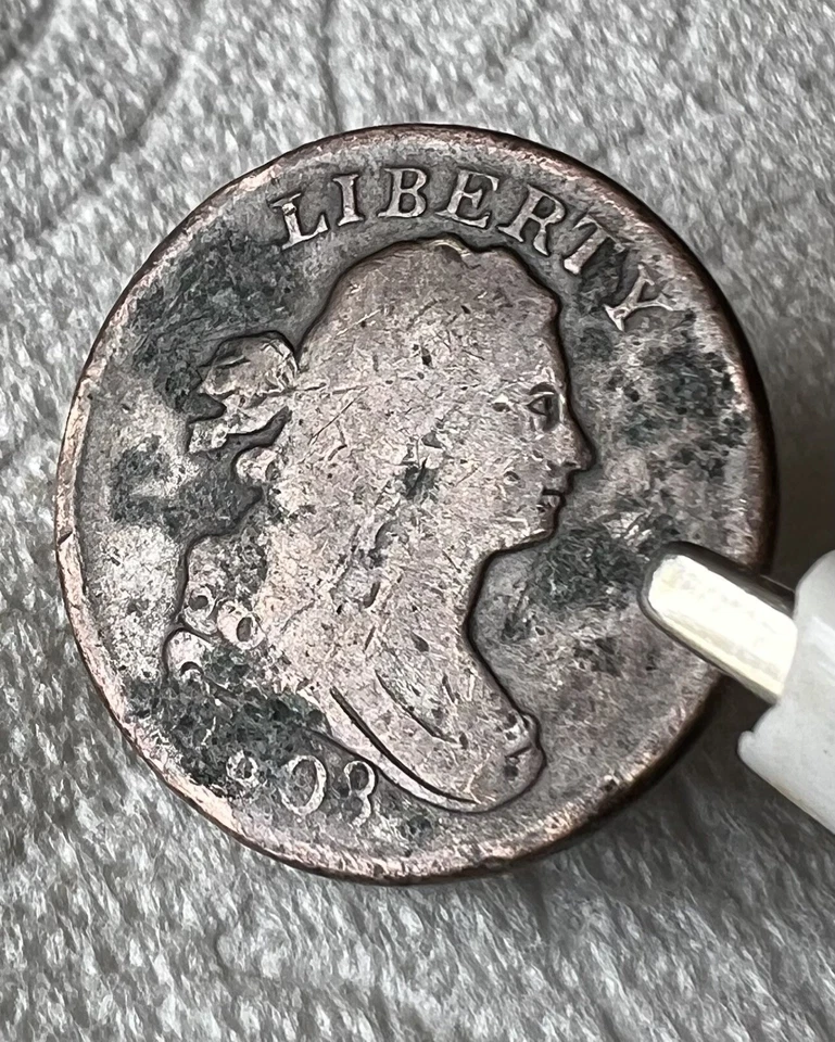 1808 Half Cent Draped Bust Half Cent “ 200 ” Us United States Of America Unclean - Image 2 of 2