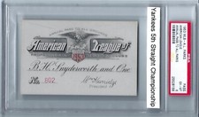 1953 N.Y. Yankees 5th Straight Championship Mickey Mantle A.L. Ticket Pass PSA 6