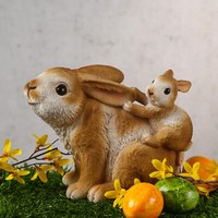Spielende Hasen Osterhase Sitzend FrüHlingsdeko Ostern Dekofigur Polyresin Braun