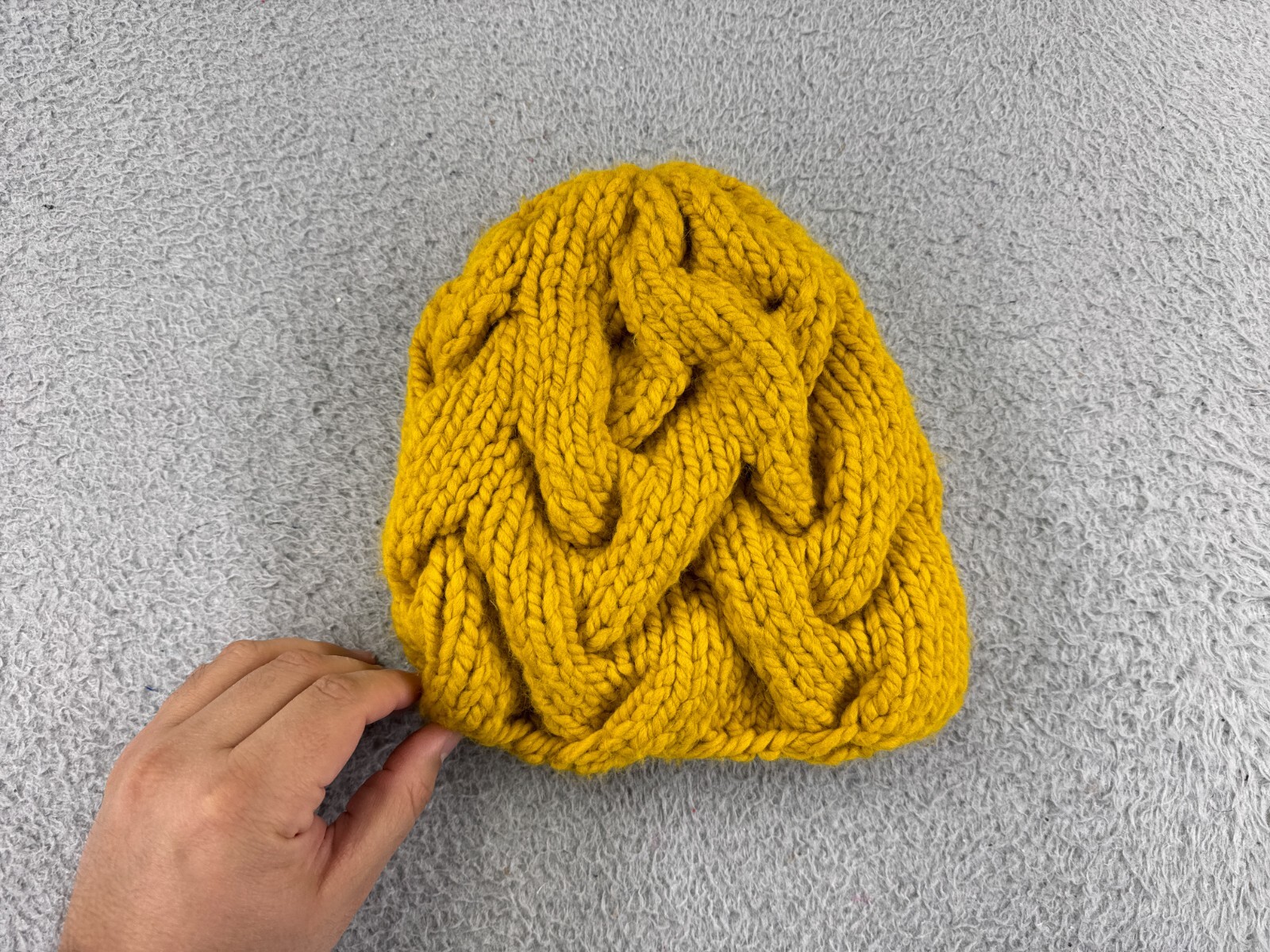 Women's Chunky Knit Yellow Beanie - Warm Acrylic Ski & Snowboard Hat-image