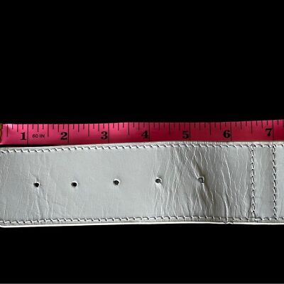 Free People White Leather Diamonte Chain Belt Distressed NEW  display picture 1