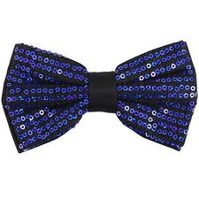 New men's pre-tied bowtie sequins solid 100 polyester wedding prom royal blue