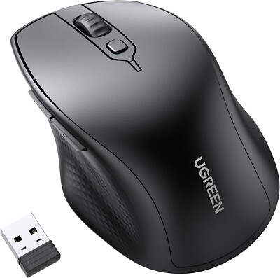 UGREEN kabellose PC Maus Bluetooth 5.0 4000DPI ergonomische 2,4G Mäuse Schwarz