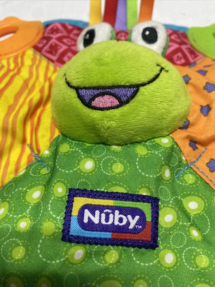 Nuby Teething Blankie Baby Teether Frog Squeaker Toy 0+ Months Crinkle - Image 2 of 4
