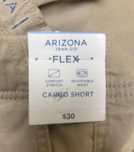 Arizona Jean Co Flex Adjustable Waist Cargo Shorts Industrial Khaki Boys 18 New - Picture 9 of 12