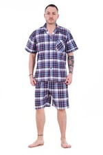 Mens Yarn Dyed Woven Pyjama Set Regular Big Size Check Cotton Blend Shorts M-5XL