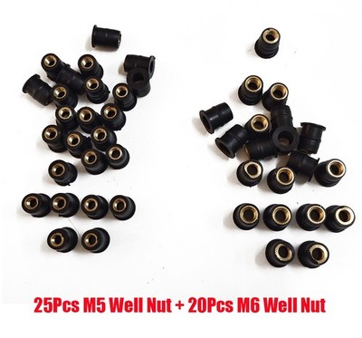 45Pcs Rubber Well Nut For Windscreen Fairing Universal M6/M5 Wellnuts Motorcycle