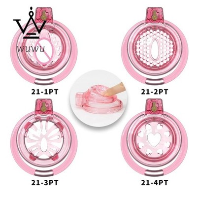 Soft Male Sissy Silicone Chastity Cage Device Abstinence with 6 Size Rings Lock