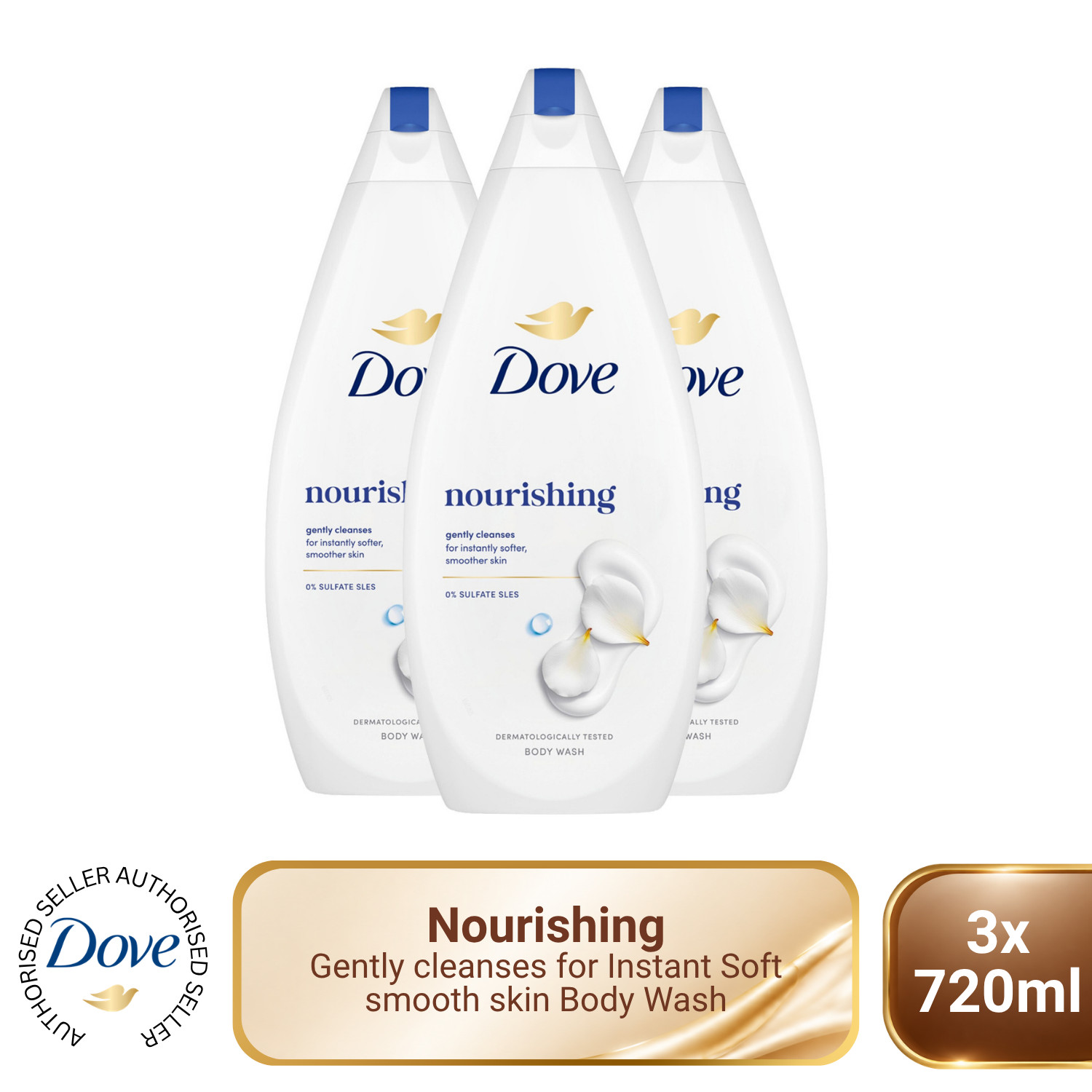 Dove Hydrate Body Wash 0% Sulfate SLES, Nourishing Shower Gel for Softer Skin, 720ml Bottles, 6 Pack - Image 2