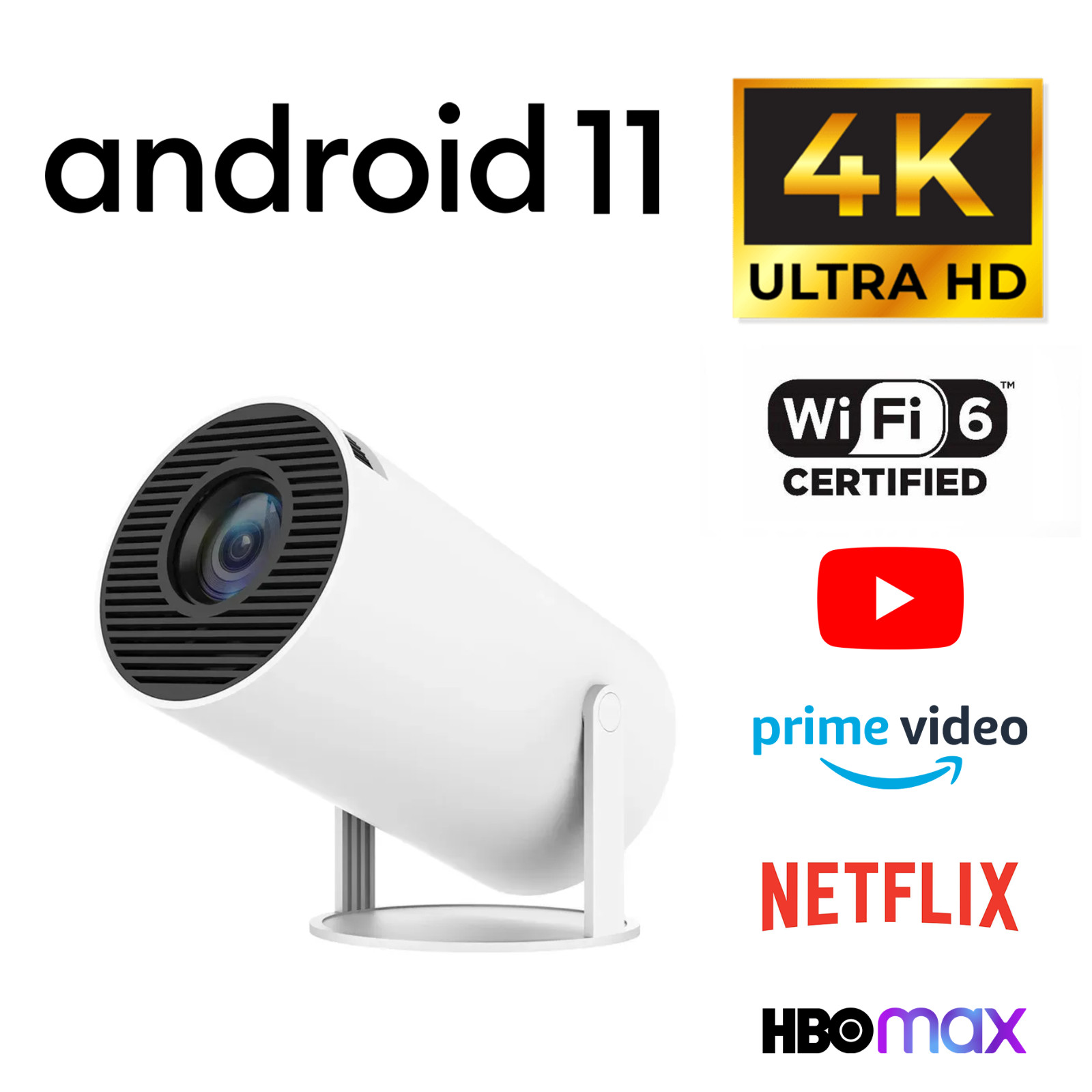 Projecteur compact intelligent resolution ultra haute definition wifi bluetooth 4K