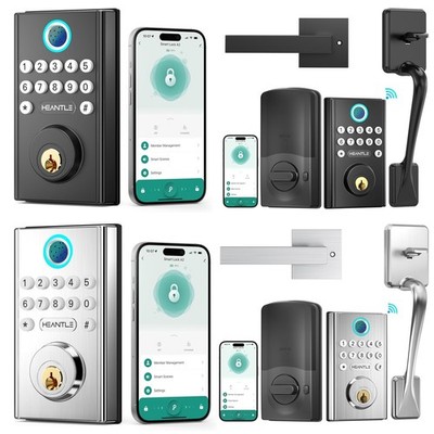 WiFi Smart Front Door Lock Set with Handle Fingerprint Keyless Keypad Deadbolt