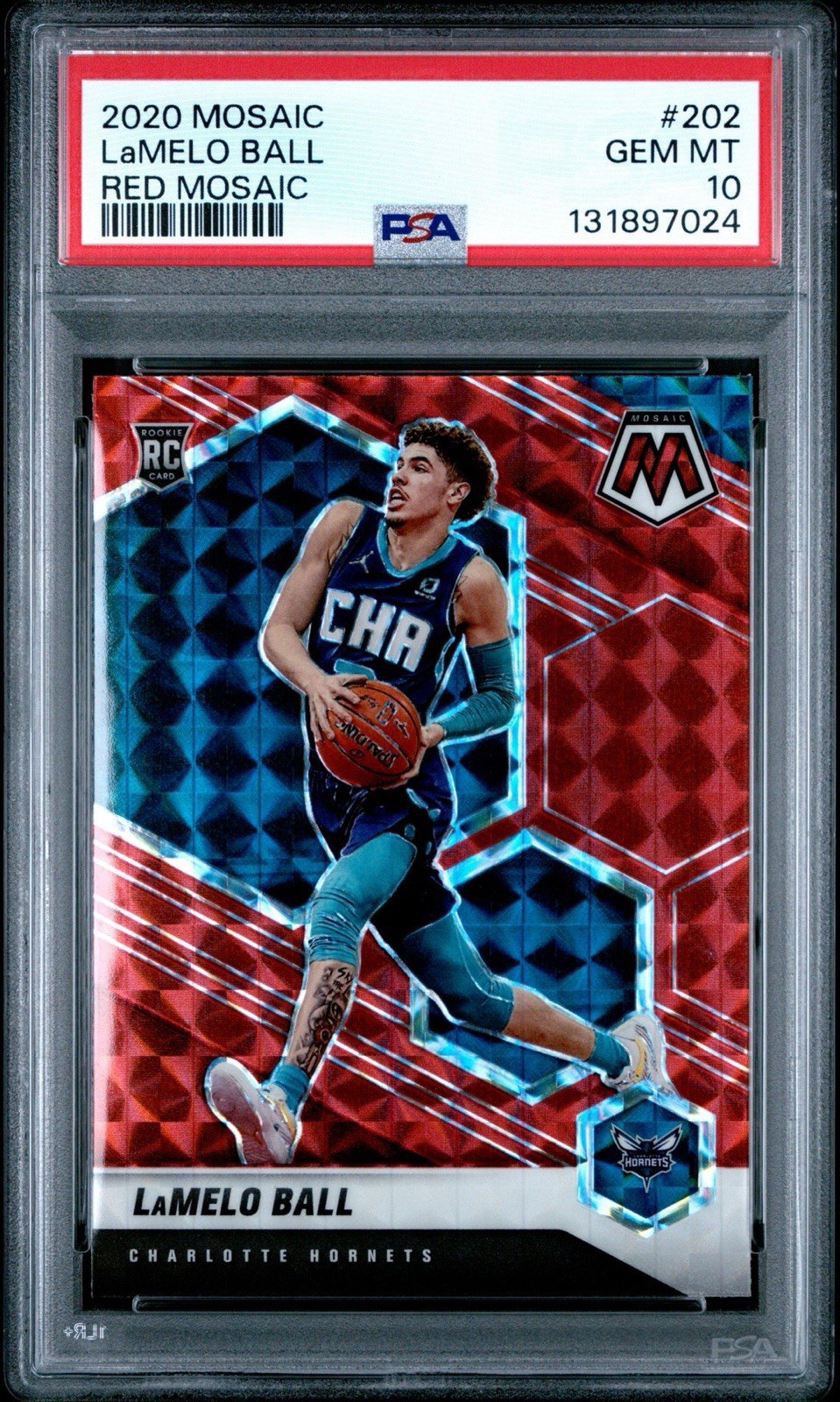 2020 Panini Mosaic Lamelo Ball Red Mosaic PSA 10 #202 RC Gem Mint