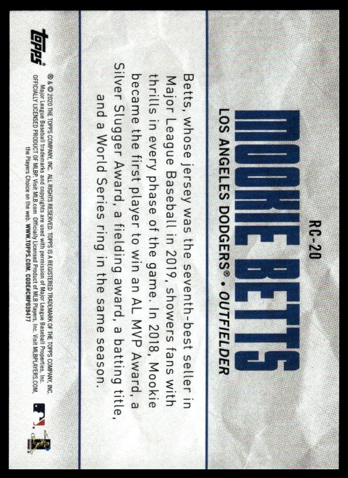 2020 Topps Big League Mookie Betts #RC-20 Roll Call - Image 2 of 2