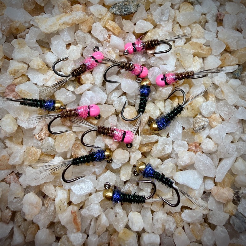 12 Pink Bubblegum BH Frenchie Nymph Flies #14 Trout Bluegill Panfish Fly Fishing