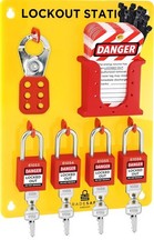 Lockout Tagout Station with LOTO Devices - Lock Out Tag Out Kit Board with 4 Pac