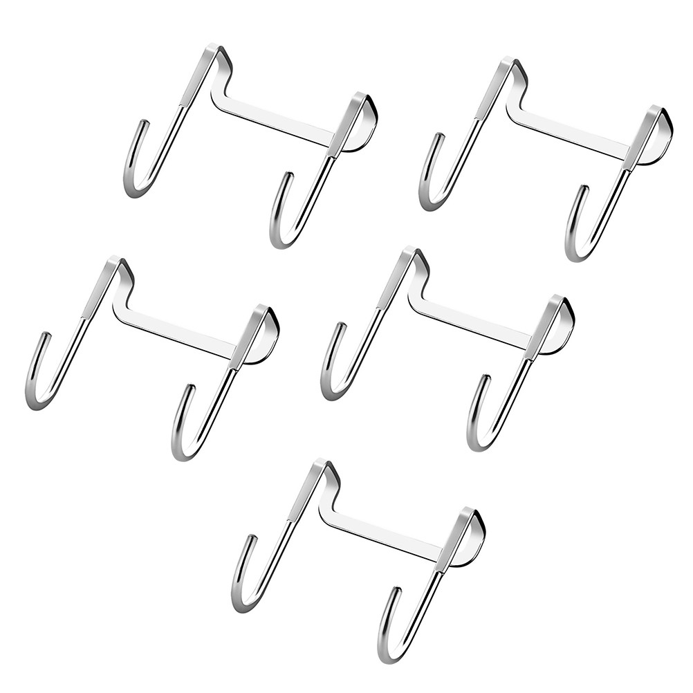 5pcs 304 Stainless Steel Cupboard Drawer Dual Hook Cabinet Hanger Towel Hooks Ov