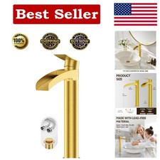 Brushed Gold Tall Bathroom Vessel Sink Faucet, Single Hole Single Handle Wate...